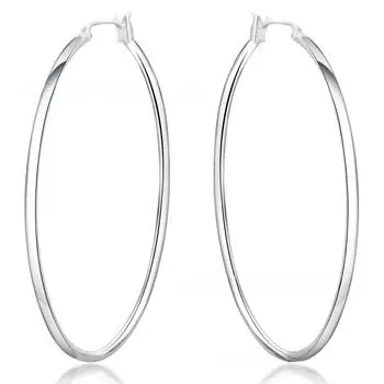 Посеребренные серьги, модные глянцевые круглые круглые серебряные серьги S925, ювелирные изделия