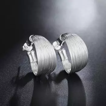 Посеребренные серьги, модные многострочные серебряные серьги S925.