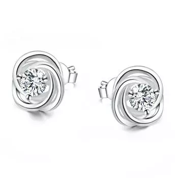 Посеребренные серьги S925, серебряные серьги, модные узоры, круглые серьги с цирконием, простые украшения