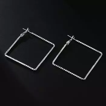 Посеребренные серьги Серебряные серьги S925, серебряные украшения, квадратные серьги, серьги, серьги, украшения, преувеличенные геометрические женские подарки