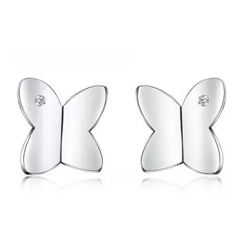 Посеребренные серьги Серебряные серьги S925 посеребренные украшения с одним камнем и бабочкой, модные украшения, серьги с кристаллами циркона