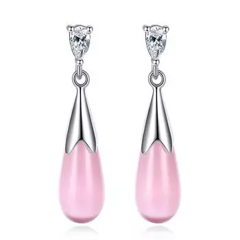 Посеребренные серьги, женские средние и длинные серьги-баклажаны с опалом, украшения для ушей в форме капли воды.