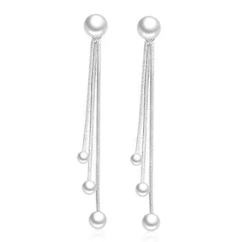 Посеребренные серьги Zhuzhen с преувеличенной бахромой, длинные серьги, серьги для девушек, индивидуальности и темперамента.