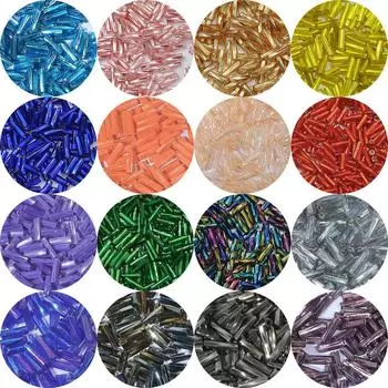 Посеребренные стеклянные рисовые бусины - трубчатые, россыпью для самодельных украшений и шитья 2x6mm, Hole: 0.8mm, 10g/pack