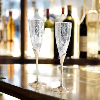 Посеребренный бокал-флейта для вина с синей коробкой, лучший для вечеринок, подарочный предмет на Дивали, 200 мл каждый, набор из 2 штук