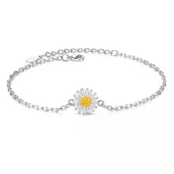 Посеребренный браслет Цветок Свежий Летний Маленькая Ромашка ПОДСОЛНУХ Браслет Подсолнух