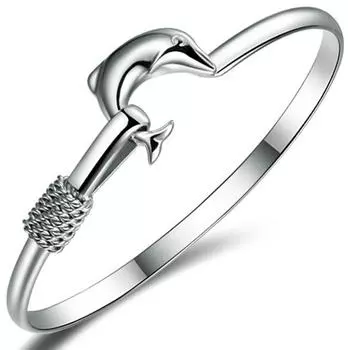 Посеребренный браслет Серебряный браслет S925, свадебный браслет, модные серебряные украшения, любовь, святой покровитель, однолинейный браслет с дельфином