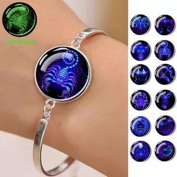 Посеребренный браслет со знаками зодиака для мужчин и женщин, Дева, Весы, Скорпион, Овен, Телец, браслеты, подарок на день рождения