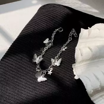 Посеребренный довольно красивый браслет-цепочка в виде бабочки, подвеска для женщин, ювелирные изделия для свадебной вечеринки и помолвки серебряный