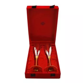 Посеребренный кованый бокал-флейта для вина с красной коробкой, лучший для вечеринок, 100 мл каждый, набор из 2 штук