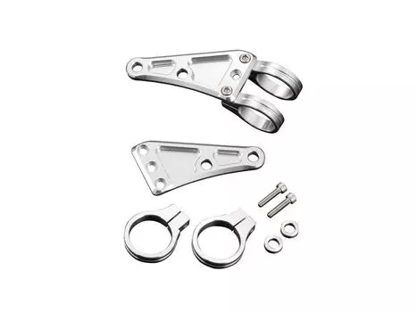 POSH FAITH Мотоциклетный фрезерованный длинный кронштейн фары 41 мм для вилки, тип с двумя кольцами, диаметр, серебристый, 030048-03