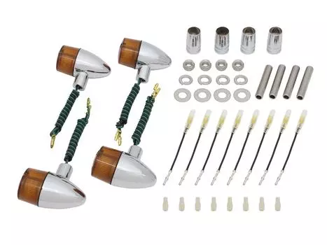 POSH FAITH Motorcycle Accessories Turn Signals Classic Bullet Type Turn Signals Kit W650 Estrella Chrome Lens Model-Specific (-03) (-06) Balius/II