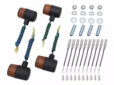 POSH FAITH Motorcycle Turn Classic 71 Set of 4 Front Double Black Body with Orange Part Number Signals, Type, Semi-Universal Bulbs, M10, Lens,