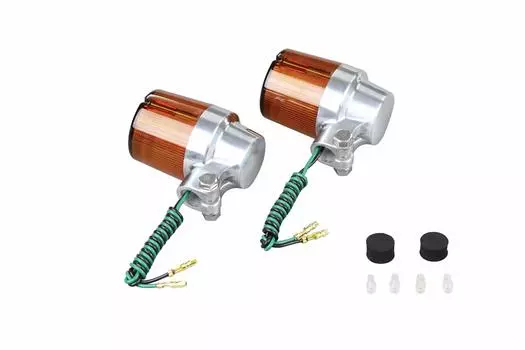 POSH FAITH Motorcycle Turn Superbike Style Single Silver Signals, (2-Pack) - Bulb, Body/Orange Lens, 093031-23