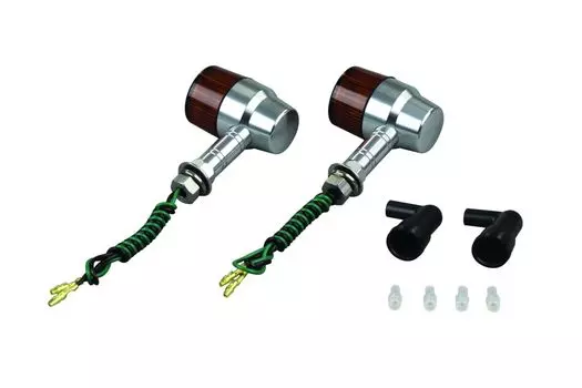 POSH FAITH принадлежности для мотоциклов алюминиевый обработанный поворотник супер байк мини длинный тип одинарная лампочка 2 шт M10 серебристая линза (Нет лампы) Тело/Оранжевый