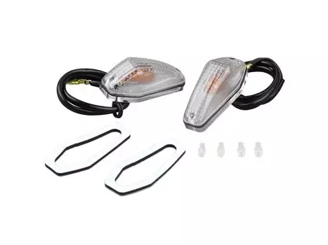 POSH FAITH Товары для мотоциклов Сигнал поворота Aero Sharp Mini Type 12V15W Лампочка в комплекте с прозрачной линзой 090012 Наклеиваемая (2 куска) чистый