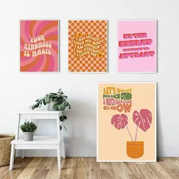 Positive Affirmations Poster Wall Gallery Canvas Nodic Colorful Quote Print Painting Nursery Kids Room Home Decor Pictures 21x30cm No Framed