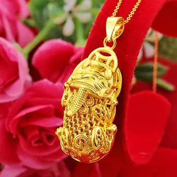 Последнее полое мужское модное универсальное ожерелье Pixiu для женщин 40CM золотой