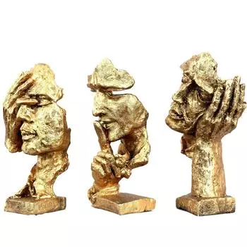 Последнее Золотое Изделие в виде Человеческого Лица с Рукой у Рта для Домашнего Декора | Декоративные Предметы для Комнаты | Декор Стола | Офисный Декор