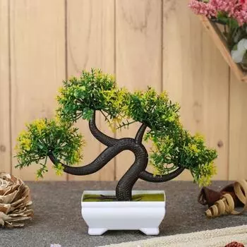 ПОСЛЕДНИЕ 1 шт. искусственный цветок бонсай с дизайнерским горшком | Реалистичный вид - не требует ухода | Небольшие растения для домашнего декора
