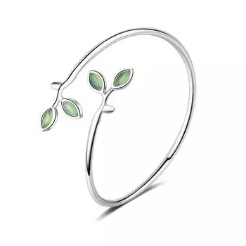 Последние браслеты из стерлингового серебра 925 пробы для женщин, ювелирные изделия, модные браслеты с зелеными листьями для девочек, аксессуары для свадебной вечеринки, женские аксессуары