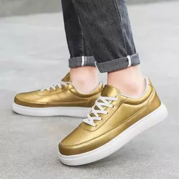 Последние классические мужские повседневные однотонные взрывные мужские туфли модные и универсальные легкие туфли для скейтбординга на открытом воздухе 39 золотистый