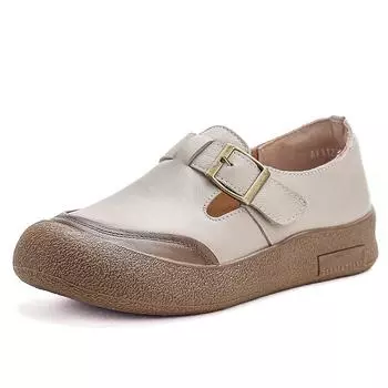 Последние мокасины из натуральной кожи с пряжкой, женские лоферы на липучке, широкая посадка, мокасины, женские лоскутные туфли с вырезами, обувь для вождения для мамы 35