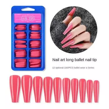 Последние Популярные Маленькие Синие Коробки Полная Паста Длинные Ногти Маникюрный Пластырь Носимый Цвет Сплошной Пластырь Ногтей Nail Art (100шт)