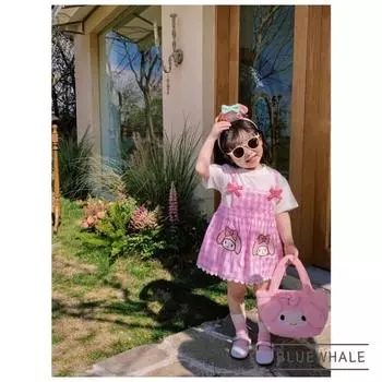 Последние Sanrio Girls Children s Summer Check One-Piece Cinnamoroll My Melody Kuromi Hello Kitty Cool One-Piece