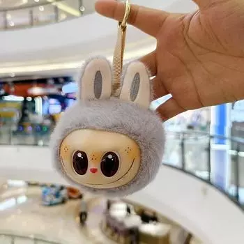 Последний милый кулон Лабубу Плюшевая игрушка кукла Кулон Лабубу Мультяшный кулон для сумки Брелок кукла серый