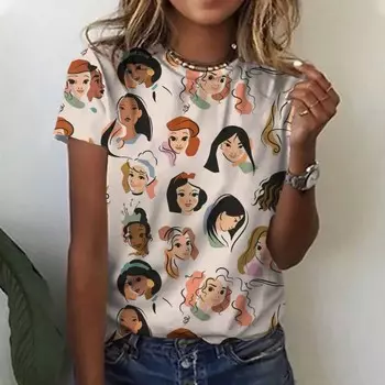 Последняя мода Disney Princess 3D печать удобная повседневная спортивная на открытом воздухе дышащая быстросохнущая популярная футболка S