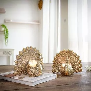 Последняя новинка: Алюминиевая фигурка танцующей пары павлинов для удачи и любви | Подсвечник для домашнего декора, настольный предмет интерьера