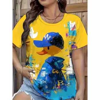 Последняя популярная 3D смешная забавная креативная милая модная анималистичная модель с принтом для пары с круглым вырезом и коротким рукавом из дышащего материала L
