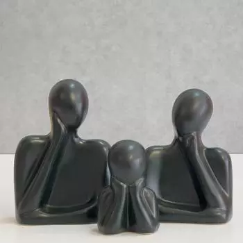 Последняя статуэтка «Пара и семья» | Керамическая скульптура «Мыслитель» | Предметы домашнего декора для гостиной | Настольный артефакт (Черный | Набор из 3 шт.)