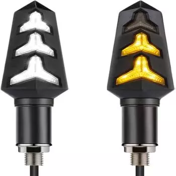 Последовательный сигнал поворота, поворотники для мотоциклов, светодиодные передние и задние указатели поворота, (Белый/Янтарный)