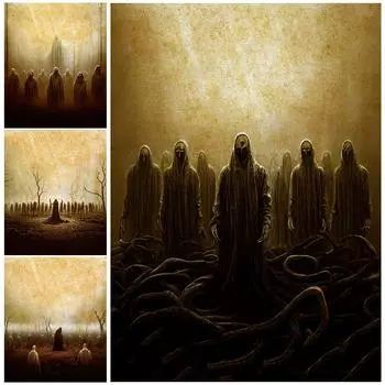 Последователи демонов Ретро настенная живопись маслом Искусство джунглей Церемония призыва Плакат и печать 21cm30cm NoFrame