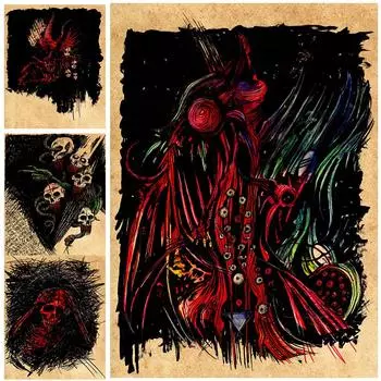 Последователи скелетов и табу дьявола, обучение, ретро, настенная живопись маслом, абстрактный языческий художественный постер 21cm30cm NoFrame