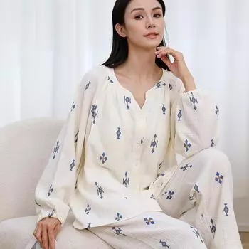 Послеродовая пижама в японском стиле: Простые хлопковые наряды для беременных и кормящих мам на весну и осень XL for 130-155 lbs