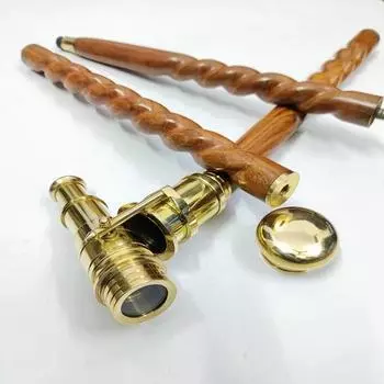 Посмотрите латунную ручку телескопа трость для ходьбы