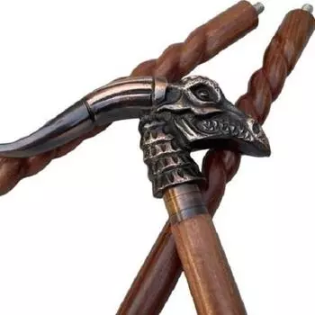 Посмотрите Туманность Голова Дракона Деревянная Трость Викторианская Трость Складная