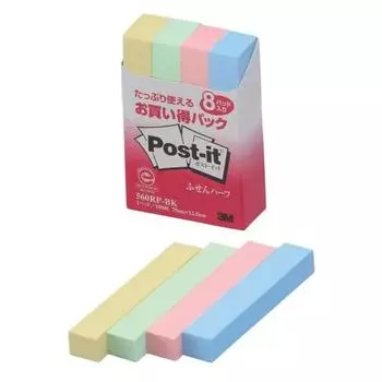 Post-It Notes, выгодная упаковка, клейкие заметки, пастельные цвета, 75 x 12,5 мм, 100 листов x 8 блоков, 560RP-BK