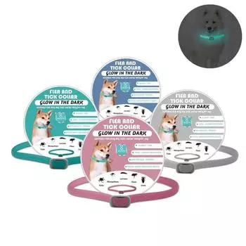 Поставки Регулируемый репеллент от насекомых Светящийся ошейник для собак и кошек Светоотражающий ошейник от блох и клещей