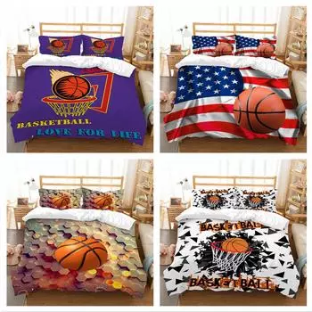 Постельное белье баскетбольной серии, односпальная двуспальная кровать, полноразмерная роскошная домашняя наволочка и пододеяльник, 2/3 предмета домашнего постельного белья из микрофибры UK Single 135x200cm