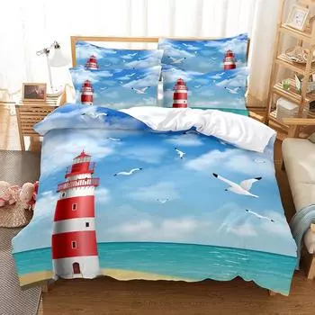 Постельное белье Blue Sky Seagull, пододеяльник, комплект постельного белья с цифровой печатью 3D, модный дизайн, покрывало, комплект постельного белья UK Single 135x200cm&set