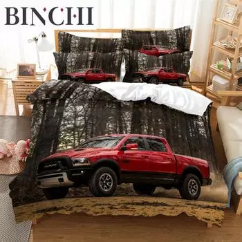 Постельное белье для автомобиля, комплект из 3 предметов с цифровой печатью и рисунком из мультфильмов, полотняное переплетение, для Северной Америки и Европы, комплект постельного белья Queen EU single(135x200cm)&set