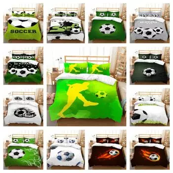 Постельное белье, домашний текстиль, фиолетовый пододеяльник, комплект пододеяльников с 3D футбольным принтом и модной подушкой для постельного белья UK Single 135x200cm