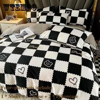 Постельное белье из четырех предметов из чистого хлопка, легкая роскошная высококачественная наволочка в европейском стиле, одинарный костюм Queen