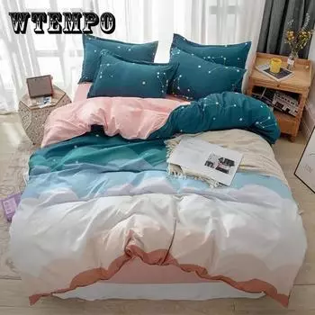 Постельное белье из четырех предметов, классическое одноместное двойное постельное белье из чистого хлопка, современное минималистское постельное белье, приятное для кожи пододеяльник 1.8m