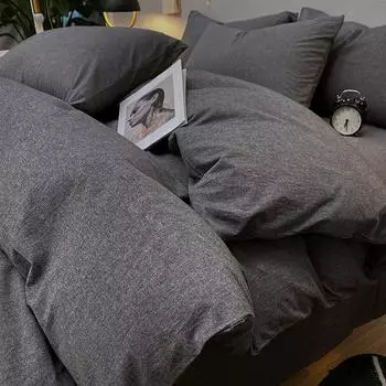 Постельное белье из чистого хлопка, комплект из четырех предметов, постельное белье из чистого хлопка, однотонные простыни, комплект из трех предметов, серое пододеяльник, простыня 1.2m bed sheet 3pcs