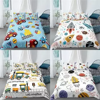 Постельное белье из домашнего текстиля без простыней, три предмета, одна наволочка для постельного белья с мультяшным поездом Express Express UK Single 2PCS